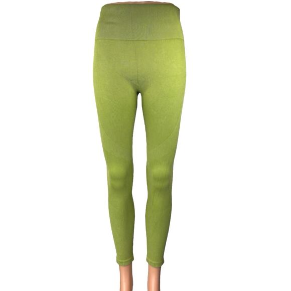 Joy Lab Green Rib Knit High Waist Seamless Activewear Skinny Leggings Pants Sz M - Picture 1 of 4